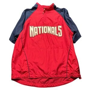 Majestic Washington Nationals 1/4 Snap XL Pullover Windbreaker Cool Base MLB EUC